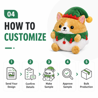 Peluche de chien Corgi Père Noël personnalisée, jouet en peluche doux avec logo, cadeau, faible MOQ, service OEM ODM, meilleure usine