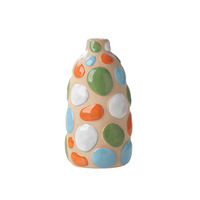 Vase en céramique circulaire peint à la main, style nordique moderne, émaillé coloré, pièce décorative haut de gamme pour bureaux de vente, salons et salles à manger