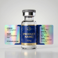 Étiquettes autocollantes personnalisées OEM avec hologramme pour emballages de peptides, imperméables, pour flacons en verre de laboratoire de 3 ml, 5 ml, 10 ml
