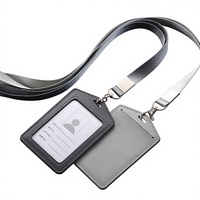 Porte-cartes d'identité en cuir véritable fait main avec cordon de style vintage pour artiste de studio créatif, étui pour carte d'identité, logo personnalisé en relief