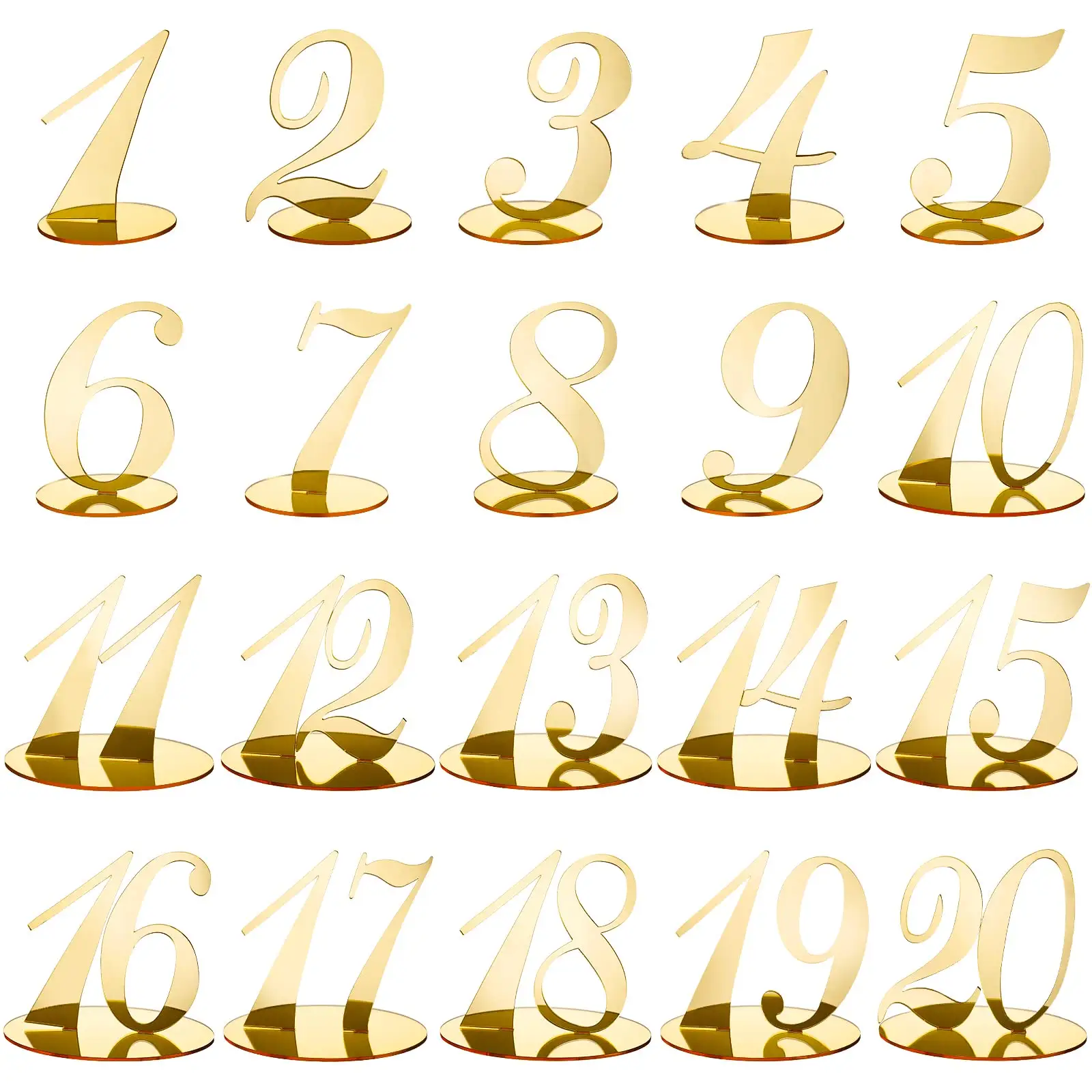 Luxury Gold Table Numbers DIY 0-20 Table Sign Seat Card Wedding Birthday Acrylic Table Numbers For Wedding Reception Party