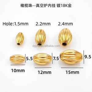 Cuentas espaciadoras acanaladas de acero inoxidable chapadas en oro de 18K, cuentas tipo semilla de melón, resistentes al deslustre, <span class=keywords><strong>para</strong></span> fabricación de joyas DIY, venta al por mayor - Product Image 3
