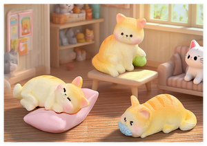 Figurines de chatons en résine de dessin animé chinois, jouets décoratifs, fées miniatures pour jardins féériques, s'endormant dans un panier, mangeant du poisson - Product Image 3