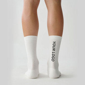 Calcetines de ciclismo Coolmax blancos de alta calidad unisex personalizados, calcetines de tripulación bordados Jacquard para gimnasio - Product Image 3