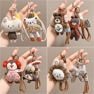 Porte-clés en tissu vintage, figurine en peluche, pendentif de sac, décoration suspendue pour sac à dos, cadeau pour adolescente, ensemble de breloques - Product Image 4