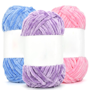 Hilo de Chenilla Brillante de Poliéster de 4 mm, Hilo de Terciopelo Suave para Tejer a Crochet, en Oferta - Product Image 1