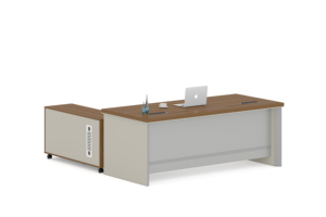 L-vormig houten directiebureau modern ergonomisch design opbergkast hoge kwaliteit natuurlijke houtstructuur voor luxe kantoor - Product Image 2