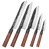 Ensemble de couteaux de style japonais de nouvelle conception, couteaux professionnels pour cuisines et restaurants, acier composite en bois rouge