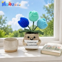 Fleur de tulipe au crochet faite à la main, carte de soutien émotionnel éternelle, cadeau pour la fête des mères, cadeau de remise de diplôme, vente en gros personnalisée