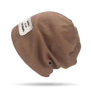 Korean Style Letter Label Beanie Hat Black Coffee Color Women's Winter Warm Breathable Postpartum Hat - Product Image 5