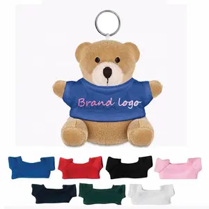 Monnca Custom 10センチメートルSmall Plush Metal Teddy Bear Keychain For Bag Decoration Private Label Bear Plush Keychain With Logo