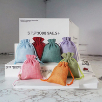 Sac de pochette en jute à cordon résistant à la mode pour cadeau Logo imprimé personnalisé Boutique colorée Durable Portable