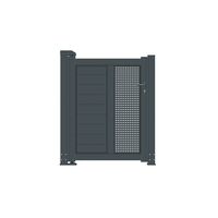 Puerta de Aluminio Negra Mate Prima para Pedestres, Diseño de Listones Horizontales, Resistente a la Intemperie, Abatible Lateralmente, para Patio Residencial