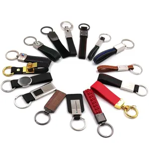 High Quality Promotional Gift Custom Car Logo Print Engrave Embossed Logo Luxury PU Leather Keychain Keyring