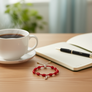 Bracciale in acciaio inossidabile con nodo a sette stelle e ciondolo con lettera J per donna - Product Image 3