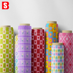 25ss 80S tự do bông vải 100% cotton hữu cơ với dễ thương đầy màu sắc mô hình hình học in Trọng lượng nhẹ cho quần áo trẻ em - Product Image 1