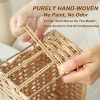 Ensemble de paniers de rangement avec couvercles - Paniers en corde de papier tressée avec doublure en coton, salle de bain, salon - Naturel et empilable
