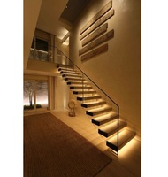 Escalier flottant en bois préfabriqué sur mesure, marches en bois personnalisées pour appartements et bâtiments résidentiels