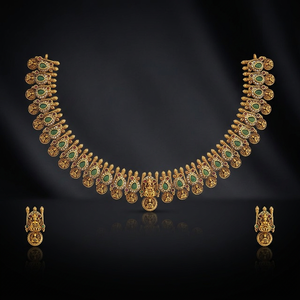 Antique Short Zinc Alloy <b>Necklace</b> with <b>Ruby</b>-Zircon Stones Elegant and Timeless for Wedding Occasions - Product Image 2
