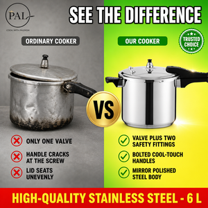 <span class=keywords><strong>Pentola</strong></span> <span class=keywords><strong>a</strong></span> <span class=keywords><strong>Pressione</strong></span> PAL <span class=keywords><strong>a</strong></span> Risparmio Energetico in Acciaio Inox SS304 per Gas e Induzione, <span class=keywords><strong>5</strong></span> <span class=keywords><strong>Litri</strong></span>, Multifunzionale, per Cucina, Funzionamento Manuale - Product Image 4