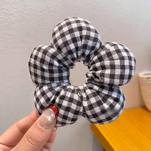 Wholesale <b>Sweet</b> Pink Puffy Hair Scrunchies European American Style Elastic Hair Ties Women Fabric <b>Flowers</b> Festival Brand - Product Image 5