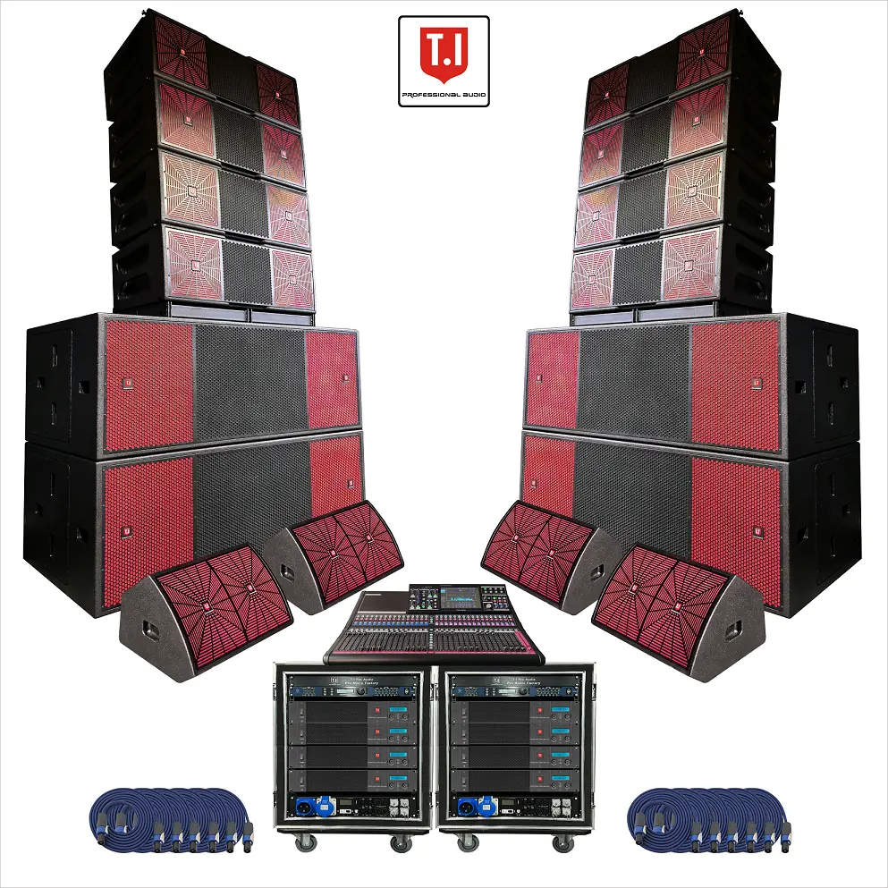Doppelter 12-Zoll-Outdoor-Konzert-Soundsystem Line-Array-Lautsprecher passiv mit zwei 21-Zoll-Hochleistungs-Basslautsprechern