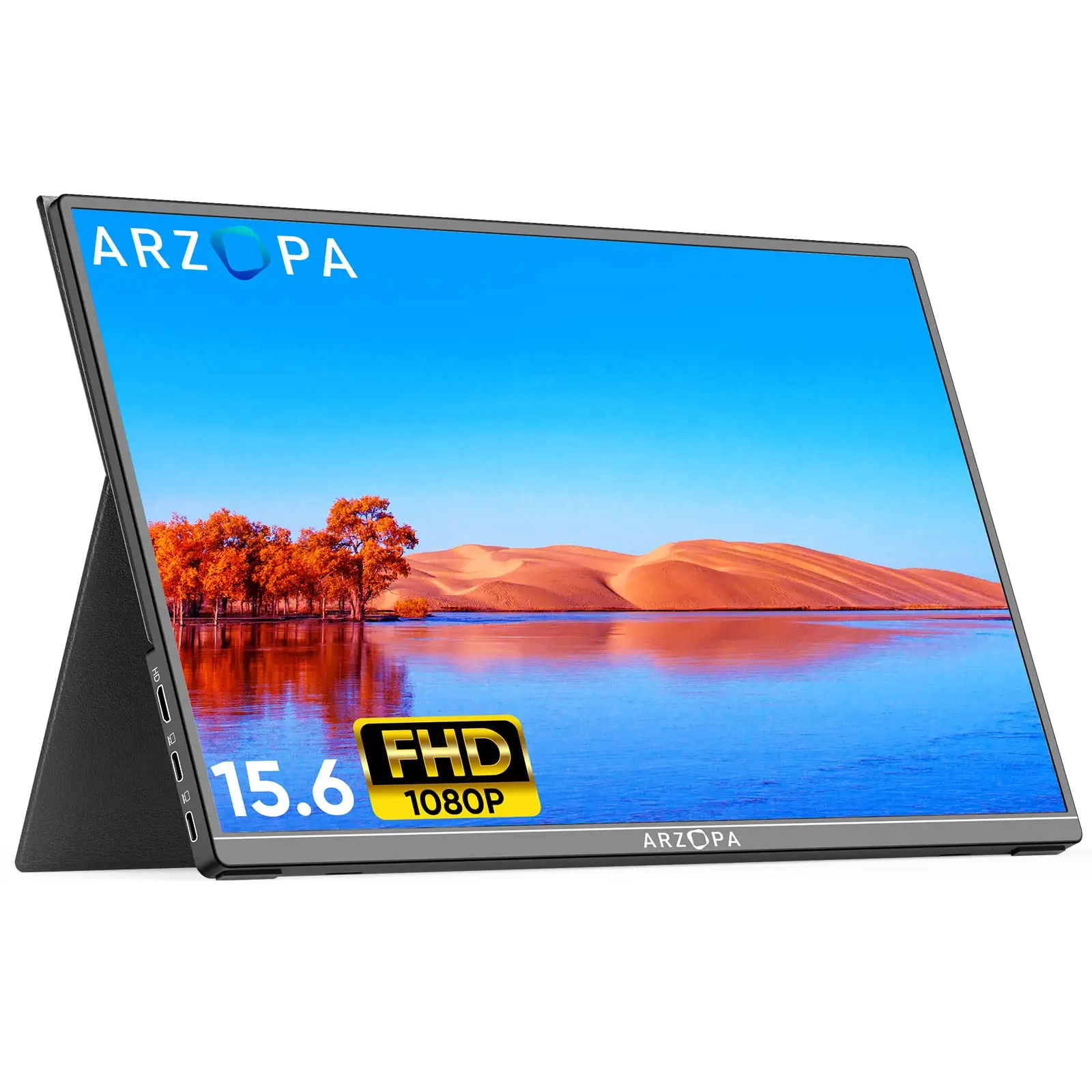Arzopa 15.6นิ้ว1080P FHD Full HD GAMING USB แบบพกพา portatil จอภาพสำหรับแล็ปท็อปมือถือจอภาพแบบพกพา