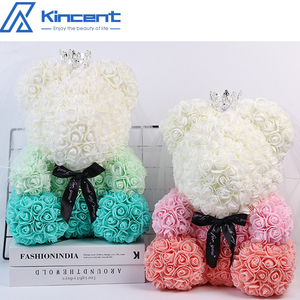 Vente chaude 2024 cadeaux de noël à la main éternelle Rose ours Rose artificielle ours en peluche avec boîte robe de mariée <span class=keywords><strong>couronne</strong></span> - Product Image 1