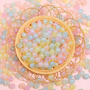 Nouvelles perles acryliques rondes irisées multicolores pour bricolage matériaux faits à la main Bracelet collier accessoires de chaîne de téléphone portable - Product Image 1