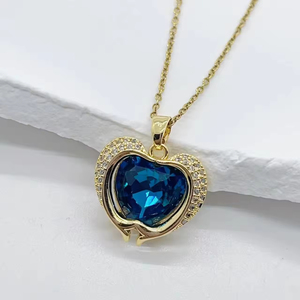 Collar con Colgante de Corazón de Cristal Colorido de Lujo para Mujer, Cadena de Cuello de Moda Coreana, Joyería de Boda Femenina - Product Image 4