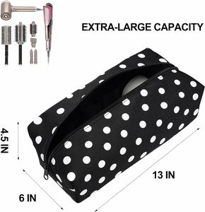 Sac de transport grande capacité à pois pour outils capillaires, pochette de rangement cosmétique de voyage compatible avec sèche-cheveux et <span class=keywords><strong>lisseur</strong></span> - Product Image 3