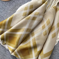 Robes longues pour femmes aux designs variés 2026 – Robe longue décontractée taille haute à manches courtes, coupe trapèze, motif géométrique à carreaux, grande taille, idéale pour le bureau