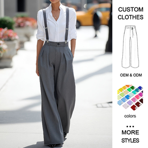 Completo da donna primaverile stile europeo-americano, vintage, a gamba larga, vestibilità ampia, con tasca a spalla regolabile e staccabile, per tutti i giorni - Product Image 1