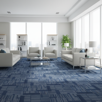 Dalles de moquette commerciales pour bureaux, en PP, résistantes à l'eau et au feu, à boucles, modernes, 50x50, avec support en PVC bitumé non tissé, antistatiques