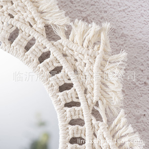 Handmade Bohemian Cosmetic <b>Mirror</b> With Cotton Lace Trim White Irregular Shape Decorative Home Wall <b>Hanging</b> 1PC - Product Image 1