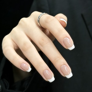 <span class=keywords><strong>Uñas</strong></span> Postizas Naturales Estilo Francés Clásico Old Money, Nuevas <span class=keywords><strong>Uñas</strong></span> Cuadradas Almendradas, <span class=keywords><strong>Uñas</strong></span> Artificiales para Manicura - Product Image 3
