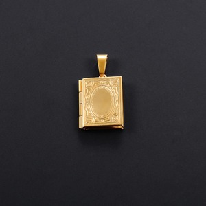 Collier pendentif cadre photo avec chaîne en O, médaillon rectangulaire ouvrable en acier inoxydable, breloque livre photo, bijou cadeau pour couple - Product Image 4