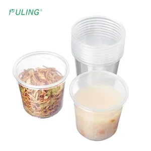 FULING Custom Logo 24 Oz Disposable Microwave Safe Clear Plastic Round Deli Containers With Lids