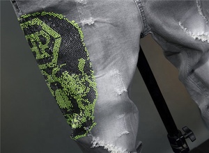 RTS-Pantalones vaqueros de marca para hombre, jeans de diseño moderno de pierna pequeña con agujeros <span class=keywords><strong>rotos</strong></span>, jeans de moda para hombre, 2021 - Product Image 6
