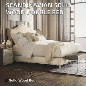Scandinavian Nature 1.5M Simple <b>Double</b> <b>Bed</b> 1.8M Extendable Foldable Hand Carved Soft <b>Bed</b> Modern Oak Solid Wood Storage - Product Image 2