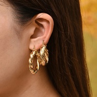 Boucles d'oreilles créoles en acier inoxydable de couleur or pour femmes, petits anneaux d'oreille simples à cercle rond Huggies, accessoires Steampunk Offre Spéciale