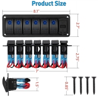 Panneau de commutation à bascule 6 interrupteurs avec ports USB, interrupteur à bascule 5 broches ON/OFF pour marine, panneau de commutation à bascule étanche pour bateau et camping-car avec port USB PD