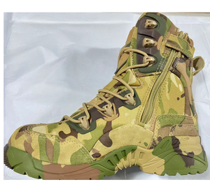 Bottes tactiques de combat et de chasse TSB11 marron en maille respirante et drainante avec trous d'aération et fermeture éclair latérale - Product Image 2