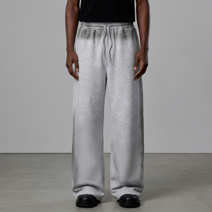 Gray Unisex Fleece <b>Trousers</b> <b>Elastic</b> <b>Waist</b> Drawstring Canvas Breathable Vintage High Street Overalls Print Letter Decor Winter - Product Image 6
