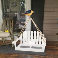 Mangeoire à oiseaux suspendue en bois moderne, multifonctionnelle, écologique, résistante à la rouille, grande capacité, design balançoire-banc blanc, Long River