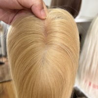 Listo para enviar: Topper de cabello humano liso de monofilamento, atado a mano, transpirable, para la corona de la cabeza, que agrega volumen para coronas escasas.