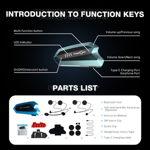 Bluetooth 5,1 <span class=keywords><strong>FreedConn</strong></span> HERO 6 Riders 1000m Rango de grupo Auriculares Bluetooth 1000mAh IP67 Intercomunicador Bluetooth para motocicleta - Product Image 4