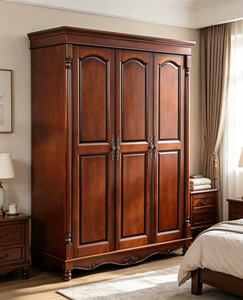 Armario Tradicional de Madera Maciza con Puertas de Panel Elevado y Diseño con Bisagras, Gran Capacidad, Estilo Antiguo - Product Image 1