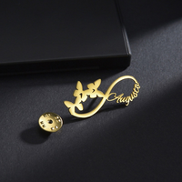 Broche de logo personnalisée en acier inoxydable avec nom broche en métal épingle de sécurité de styliste pour hommes et femmes bijoux personnalisés