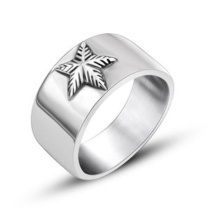 Smooth Wide Plate Five Pointed Star Titanium Steel <b>Ring</b> Men's Fashion Jewelry Gift SA983 - Product Image 2